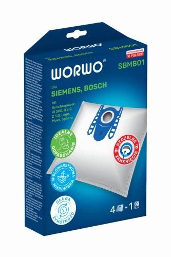 4 worki SBMB01 do odkurzacza Bosch BSG62082/02, producent: WORWO
